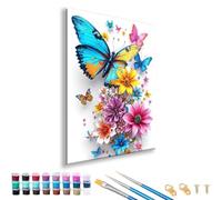 Pintar por Numeros Adultos Mariposa, DIY Flor Pintar por Numeros para Principiantes, Kit de Pintura al óleo de Lienzo con Pinceles y Pinturas para Decoracion Hogar Regalo, Sin Marco 40 x 50 cm K-3