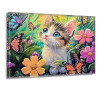 Pintar por Numeros Adultos Mariposa Gato, Pintar por Numeros sin Marco, DIY Kit Pintura Creative para Manualidades Adultos con Pinceles y Pigmento, Cuadros Decoracion Hogar, Regalo 25x35cm L-g-208