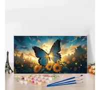 Pintar por Numeros Adultos Mariposa Kit Manualidades Adultos Animal Pintar por Numeros para Principiantes, DIY Cuadros Colorear por Numers con Pinceles, Decoracion Hogar, Regalo Mujer 40x90 cm G8-333