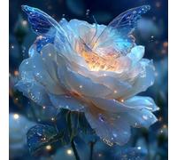 Pintar por Numeros Adultos, Mariposa Rosa Blanca, DIY Painting by Numbers Principiantes Kits, Cuadros para Pintar por Numeros Pinturas Acrilicos con Pinceles, Decoración Hogar 90x90cm Sin Marco WJY738