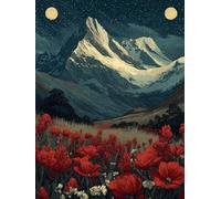 Pintar por Numeros Adultos MontañA Cuadros para Pintar por Numeros Flor Paint by Numbers Adult DIY Manualidades Adultos Kit Colorido Lienzo Pintura Para Decoración Del Hogar Con Marco 80x100cm T-2S58