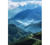 Pintar por Numeros Adultos Montaña DIY Paint by Numbers Kits Cuadros Para Pintar por Números Kit Pequeño Camino Manualidades Pintura con Numeros Pigmento, Decoración Hogar 100x130cm (Sin Marco) W0-797