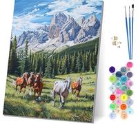 Pintar por Numeros Adultos MontañA, Pintar por Numeros Caballo, DIY Paint by Numbers Adult Kit con Pinceles y Pigmento, Paint by Numbers Para Cuadros Decoracion Salon Modernos Regalo 50x65cm 1-2267