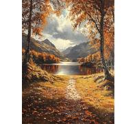 Pintar Por Numeros Adultos Montañas Y Ríos Árbol, Pintura por Numeros, DIY Kit de Pintura Principiantes, Pinceles y Pinturas Acrilicos, Decoración para Hogar pared, Regalo Mujer 60x80cm RZ8-726