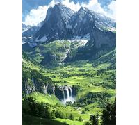 Pintar Por Numeros Adultos Montañas Y Ríos Caer, Pintura por Numeros, DIY Kit de Pintura al Oleo de Lienzo, Pinceles y Pinturas Acrilicos, Decoración para Hogar pared, Regalo Mujer 50x70cm RZ8-724