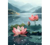 Pintar Por Numeros Adultos Montañas Y Ríos Loto, Pintura por Numeros, DIY Kit de Pintura Principiantes, Pinceles y Pinturas Acrilicos, Decoración para Hogar pared, Regalo Mujer 80x100cm RZ8-722