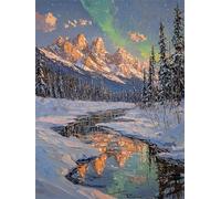 Pintar Por Numeros Adultos Montañas Y Ríos Nieve, Pintura por Numeros, DIY Kit de Pintura Principiantes, Pinceles y Pinturas Acrilicos, Decoración para Hogar pared, Regalo Mujer 50x70cm RZ8-730