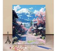 Pintar por Numeros Adultos Monte Fuji Cuadros para Pintar por Numeros Calle Paint by Numbers Adult DIY Manualidades Adultos Kit Lienzo Pintura Para Decoración Del Hogar Sin Marco 70x100cm U-H78LP