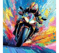 Pintar por Numeros Adultos Motocicleta, Mecánico Pintar por Numeros Principiantes Kit de Pintura al óleo de Lienzo DIY Manualidades Adultos con 3 Pinceles y Pigmento Acrílico por Home Decor 30X30CM