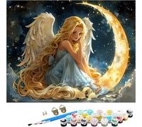 Pintar por Numeros Adultos Mujer Pintar por Numeros áNgel, DIY Manualidades Adultos, Paint by Numbers Adult Kit con Pinceles y Pigmento Acrílico, Decoración Hogar, Regalo Mujer 50x65cm 8-3712