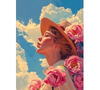 Pintar por Numeros Adultos Mujer, Pintar por Numeros Flor, DIY Manualidades Adultos, Paint by Numbers Adult con Pinceles y Pigmento Acrílico, para Decoración Hogar, Regalo Mujer 50x65cm 3-9515