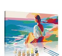Pintar por Numeros Adultos Mujer Pintar por Numeros Océano con Pinceles, Pigmento Acrílico, Pintura de Dibujo DIY Paint by Numbers Kits con Marco, Decor Casa Manualidades Mujer Regalos 80x160cm XY#911