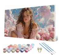 Pintar por Numeros Adultos, Mujer Pintar por Numeros Rosa Paint by Numbers Adult Principiante kit con 3 Pinceles y Pigmento Acrílico para Decoracion Habitacion, Regalo Mujer 100X200 CM -hcw2507I8