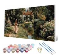 Pintar por Numeros Adultos, Naturaleza Pintar por Numeros JardíN Paint by Numbers Adult kit con 3 Pinceles y Pigmento Acrílico para Decoracion Habitacion, Regalo Mujer (40 * 80cm) -hcw2507445M0OP