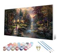 Pintar por Numeros Adultos, Naturaleza Pintar por Numeros Paisaje Paint by Numbers Adult kit con 3 Pinceles y Pigmento Acrílico para Decoracion Habitacion, Regalo Mujer 60x120cm -hcw250717XIRC5