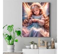 Pintar por Numeros Adultos,Niña ángel sin Marco DIY Pintura por Números,Kit de Pintura al óleo de Lienzo para Adultos con Pinceles y Pigmento Acrílico Paint by Numbers para Hogar Decoraciones 30x40cm