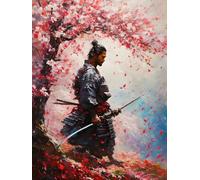 Pintar por Numeros Adultos, Niños DIY Paint by Numbers, Cuadros para Pintar por Numeros, Incluye Lienzo, Pincel, Pigmento Acrílico, Decor para El Hogar, Sin Marco, (Sakura Samurái , 40x50cm) B-568