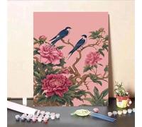 Pintar por Numeros Adultos Niños Flor con Marco 45x60cm, DIY Manualidades Niños y Principiantes, Kit Pintura por Numeros Adultos Lienzo con 3 Pinceles y Acrilicos, Regalo Cumpleaños Pájaro, *11