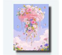 Pintar por Numeros Adultos Niños Flor con Marco 80x120cm, DIY Manualidades Niños y Principiantes, Kit Pintura por Numeros Adultos Lienzo con 3 Pinceles y Acrilicos, Regalo Cumpleaños Cielo, *389