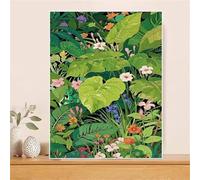 Pintar por Numeros Adultos Niños Selva con Marco 60x80cm, DIY Manualidades Niños y Principiantes, Kit Pintura por Numeros Adultos Lienzo con 3 Pinceles y Acrilicos, Regalo Cumpleaños Hoja, *695