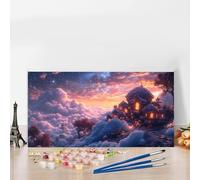 Pintar por Numeros Adultos Nube Kit Manualidades Adultos Sueños Pintar por Numeros para Principiantes, DIY Cuadros Colorear por Numers con Pinceles, Decoracion Hogar, Regalo Mujer 100x200cm G8-556