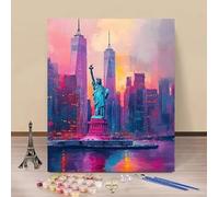 Pintar por Numeros Adultos Nueva York Cuadros para Pintar por Numeros Estatua De La Libertad Paint by Numbers Adult DIY Manualidades Adultos Kit Pintura Decoración Del Hogar Sin Marco 80x120cm X-P417Z