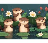 Pintar por Numeros Adultos Nutria Pintar por Numeros Niños 6 Años, DIY Manualidades Paint by Numbers Animales, Kit de Pintura con Pinceles y Pigmento Acrílico, Decor del Hogar Regalo 20x30cm Y2-994