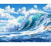 Pintar por Numeros Adultos Océano Paint by Numbers Adult Ola Kit, DIY Pintura con Numeros Adultos Manualidades Lienzo Kit Regalos Originales para Mujer Cuadros Decoracion Salon Mmodernos 70x50cm Y-77