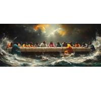 Pintar por Numeros Adultos Olas Del OcéAno, DIY Pintar por Numeros Manualidades Adultos La úLtima Cena, Paint by Numbers kits con Pinceles y Pinturas Acrílicas, Regalo Niña, Home Decor 110x50cm D-9878