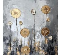 Pintar por Numeros Adultos Oro, Arte Pintar por Numeros Principiantes Kit de Pintura al óleo de Lienzo DIY Manualidades Kits Adultos Art con 3 Pinceles y Pigmento Acrílico por Home Decor 50X50CM