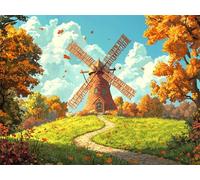 Pintar por Numeros Adultos Otoño Molino, Cuadros para Pintar con Numeros DIY, Kit de Pintura Acrílica Lienzo Hobby Adultos Colorear, Cuadros Decoracion Salon Modernos, Artesanía Regalo 40x50cm YT6-916
