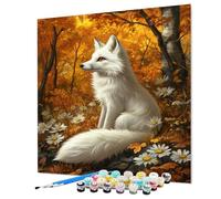 Pintar por Numeros Adultos Otoño, Pintura por Numeros Adultos Zorro, DIY Manualidades Paint by Numbers Con Pinceles y Pigmento Acrílico Para Decoracion Hogar Regalos 60 x 80 cm/24x32inch (Model-1234)