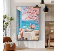 Pintar por Numeros Adultos Paisaje 90x120cm Pintar por Numeros con Marco Playa kit Pintura Manualidades Adultos con Pinceles y Pigmento AcríLico Paint by Numbers Adult para Home Decoration Pared b-203