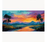 Pintar por Numeros Adultos Paisaje, Atardecer DIY Paint by Numbers Kits con Pinceles and Pigmento Acrílico, Cuadro Artesanías de Arte, Decoración para Hogar Regalo Creativo 50x100cm, Sin Marco 1T-875