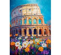 Pintar por Numeros Adultos Paisaje Cuadros Para Pintar por Numeros Roma DIY Kit Manualidades Adultos Pintura al óleo de Lienzo con Pinceles Pigmento Acrílico para Decoracion Hogar, 30x40cm, Model 11