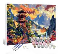 Pintar por Numeros Adultos Paisaje, DIY Arquitectura Painting by Numbers Kits, Cuadros para Pintar por Numeros con Pinceles y Pinturas Acrilicos, Decoración del Hogar, 70x40cm, (Sin Marco), U-16