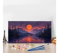 Pintar por Numeros Adultos Paisaje Kit Manualidades Adultos Lago Pintar por Numeros para Principiantes, DIY Cuadros Colorear por Numers con Pinceles,Navidad Decoracion Hogar,Regalo Mujer 90x180 G8-879