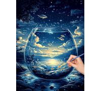 Pintar por Numeros Adultos Paisaje, Manualidades Adultos Fantasía Paint by Numbers Kits, Cuadros para Pintar por Numeros Kit con Pinceles y Pinturas Acrilicos, Decoración Hogar, Regalo 60x80cm, -8368