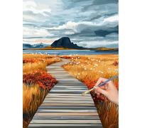 Pintar por Numeros Adultos Paisaje, Manualidades Adultos Naturaleza Paint by Numbers Kits, Cuadros para Pintar por Numeros Kit con Pinceles y Pinturas Acrilicos, Decoración Hogar, 30x40cm, -8402