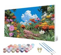 Pintar por Numeros Adultos, Paisaje Pintar por Numeros Flores Paint by Numbers Adult Principiante kit con 3 Pinceles y Pigmento Acrílico para Decoracion Habitacion, Regalo Mujer 40X80 CM -hcw2507W1