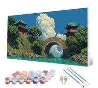 Pintar por Numeros Adultos, Paisaje Pintar por Numeros Naturaleza Paint by Numbers Adult kit con 3 Pinceles y Pigmento Acrílico para Decoracion Habitacion, Regalo Mujer (80 * 160cm) -hcw2507S2XDTYL