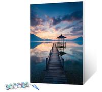 Pintar por Numeros Adultos Paisaje, Pintar por Numeros Niños con Marco Sunset, DIY Cuadros Manualidades Adultos Kits, Paint by Numbers con Pinceles y Pinturas Acrílicas, Deco Hogar, 30x40cm V-9540