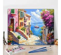 Pintar por Numeros Adultos Paisaje Pintar por Numeros Villa Paint by Numbers Manualidades Adultos DIY Colores Lienzos Kit de Pintura al Óleo con Pinceles y Acrilicos para Hogar Decor 60x80cm Y3-75