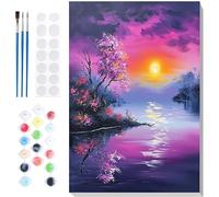 Pintar por Numeros Adultos Paisaje solar DIY Pintar por Numeros, Kit de Pintura al óleo de Lienzo, Pinceles & Colores Acrílicos Vibrantes, Regalo Creativo Decoración Hogar, Sin Marco 30 x 40 cm E-101