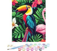 Pintar por Numeros Adultos PáJaro Cuadros para Pintar por Numeros Flor Kit Manualidades Adultos Paint by Numbers Adult DIY Lienzos Pintura Kit Para Decoración Del Hogar Sin Marco 40x60cm 8-6709P
