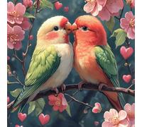 Pintar por Numeros Adultos, PáJaro Del Amor, DIY Painting by Numbers Principiantes Kits, Cuadros para Pintar por Numeros Pinturas Acrilicos con Pinceles, Decoración Hogar 80x80cm Sin Marco WJY7-8