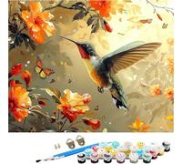 Pintar por Numeros Adultos PáJaro Pintar por Numeros Mariposa, DIY Manualidades Adultos, Paint by Numbers Adult Kit con Pinceles y Pigmento Acrílico, Decoración Hogar, Regalo Mujer 50x65cm V-3868