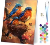 Pintar por Numeros Adultos PáJaro, Pintar por Numeros Mariposa, DIY Paint by Numbers Adult Kit con Pinceles y Pigmento, Paint by Numbers Para Cuadros Decoracion Salon Modernos Regalo 20x30cm 0-2754