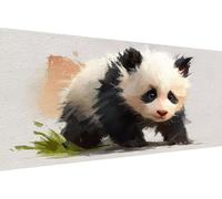 Pintar por Numeros Adultos Panda Pintar por Numeros Animal Paint by Numbers, DIY Manualidades Adulto, Kit de Pintura al óleo de Lienzo con Accesorios Para Decoración Hogar 40x80cm (Con Marco) S-KO92