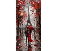 Pintar por Numeros Adultos Pareja, Torre Eiffel Pintura por Numeros kit Manualidades Adultos, Kit de Pintura al óleo de Lienzo con 3 Pinceles, Room Home Decor 30X60CM, Regalos Originales para Mujer